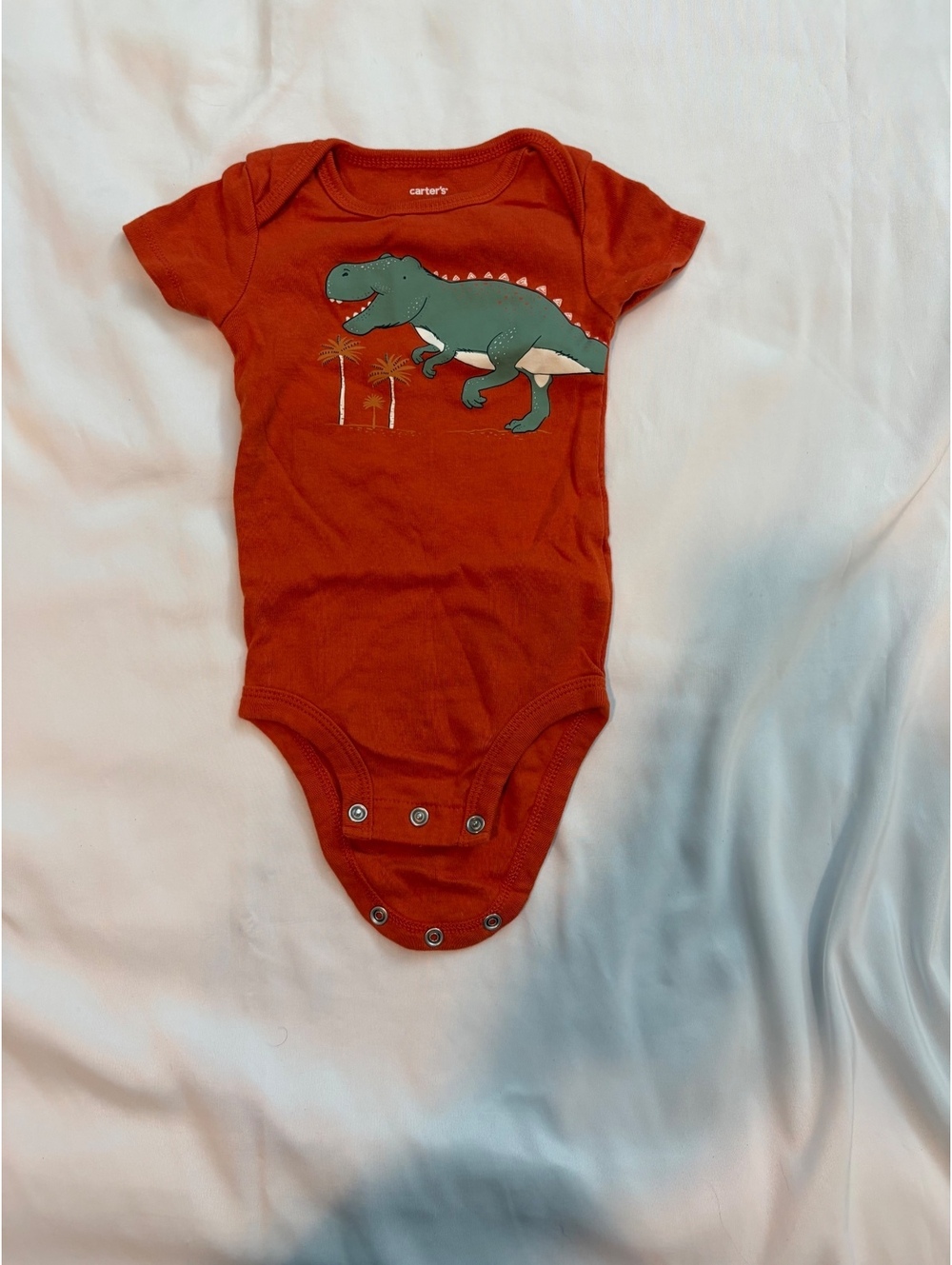 Carter's 6M Orange Dinosaur Short Sleeve Baby Bodysuit
